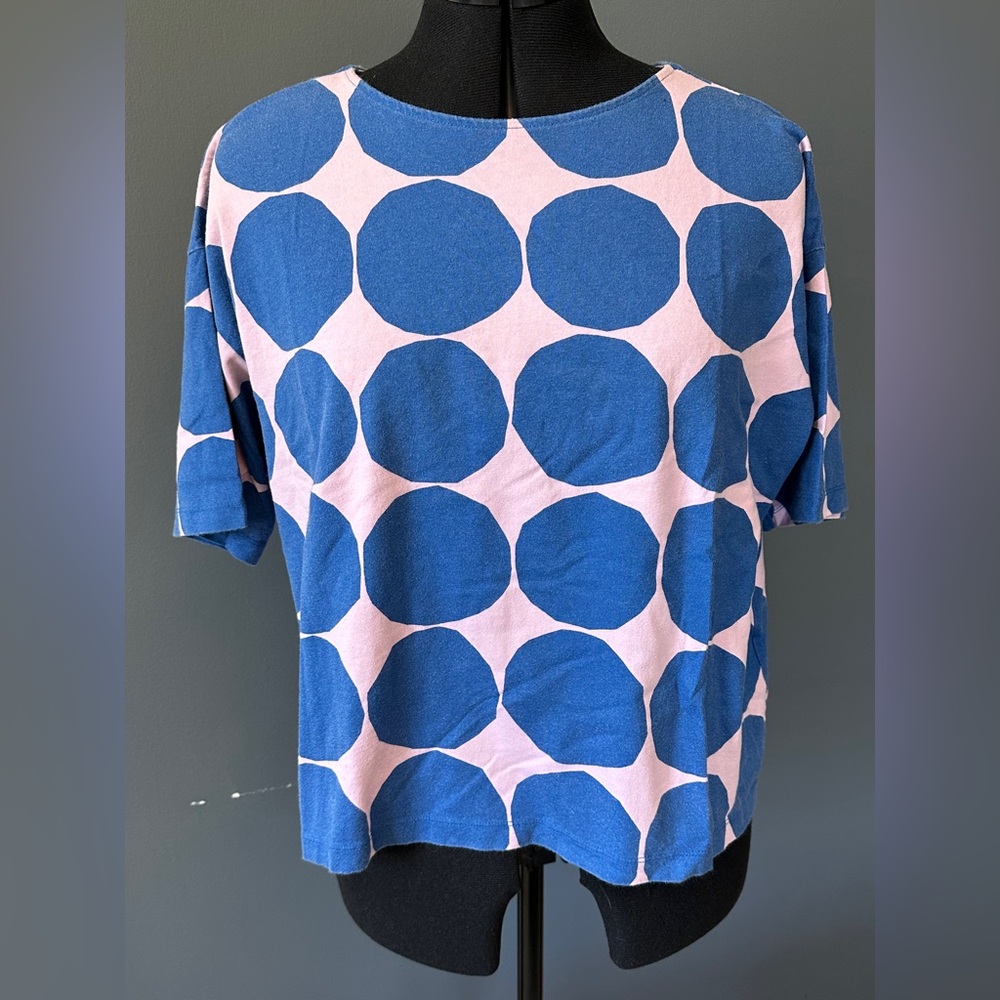 Marimekko for Uniqlo pink + blue shirt